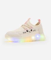 Tênis Calce Fácil Infantil com Sola LED e Estampa Gatinho - Tam 20 ao 27 - 2