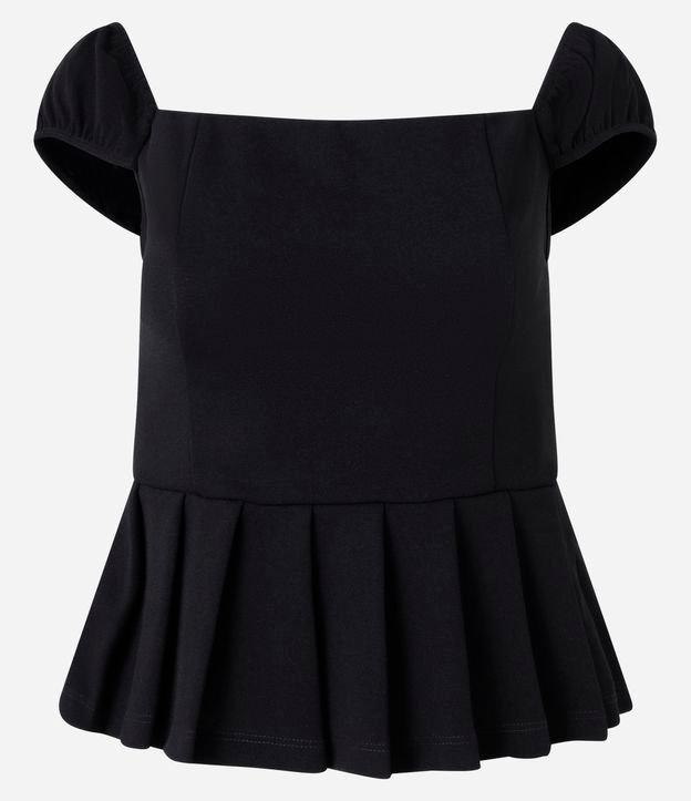 Blusa Curta em Crepe com Pregas na Barra - 1