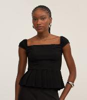 Blusa Curta em Crepe com Pregas na Barra - 2