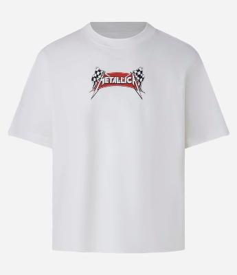Camiseta Boxy em Algodão com Estampa Metallica