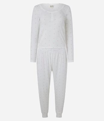 Pijama Longo em Ribana Estampa Coração
