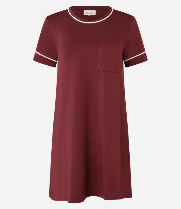 Camisola Manga Curta em Viscose com Detalhes Contrastantes - 1