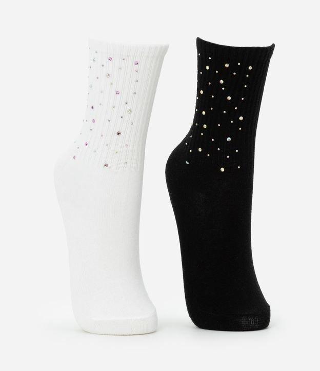 Kit 02 Meias Infantis com Brilhinhos Aplicados - Tam 23 a 34 - 2