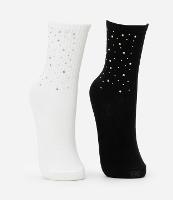 Kit 02 Meias Infantis com Brilhinhos Aplicados - Tam 23 a 34 - 2