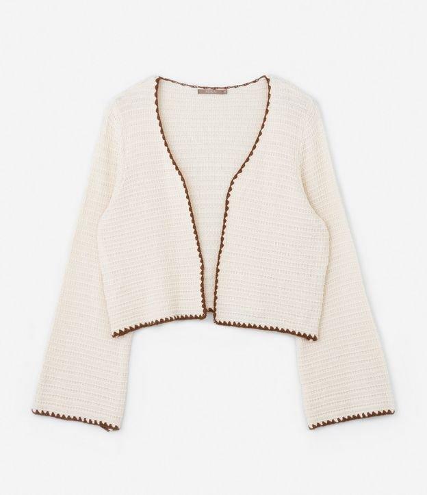 Cardigan em Tricô Acabamento Contrastante Curve & Plus Size - 1