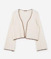 Cardigan em Tricô Acabamento Contrastante Curve & Plus Size - 1