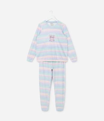 Pijama Longo Infantil em Plush com Bordado da Angel - Tam 5 a 14 Anos