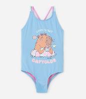 Maiô Infantil com Alça Fina Transpassada e Estampa Capivara Club - Tam 4 a 10 Anos - 1