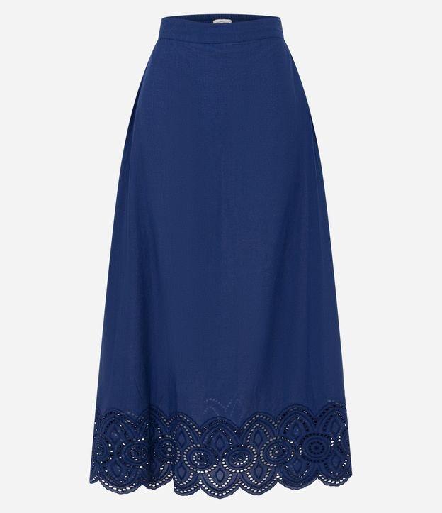Saia Midi em Tricoline com Detalhe de Richelieu na Barra - 1