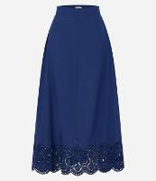 Saia Midi em Tricoline com Detalhe de Richelieu na Barra - 1