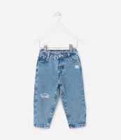 Calça Mom Infantil em Jeans com Amarração na Cintura - Tam 1 a 6 Anos - 1