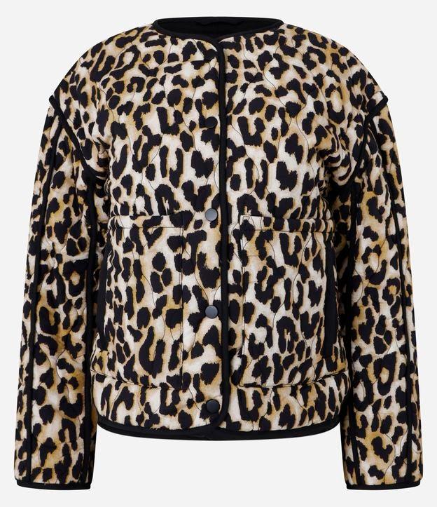 Jaqueta Trucker em Twill Animal Print com Bolsos - 1