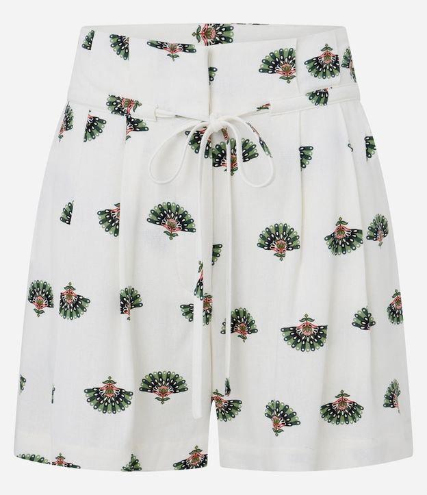 Short Curto em Viscose e Linho com Estampa Folhagens - 1