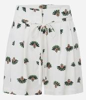 Short Curto em Viscose e Linho com Estampa Folhagens - 1