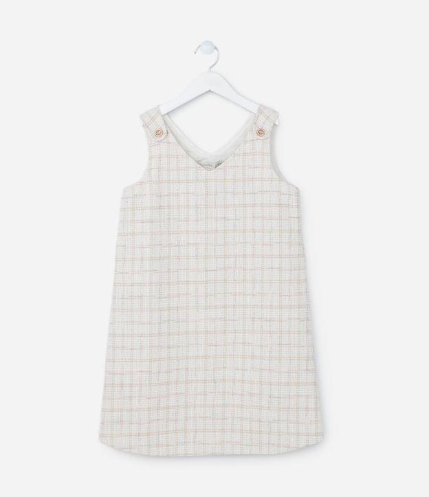 Vestido Infantil em Tweed Xadrez com Botões de Strass - Tam 5 a 14 anos - 1