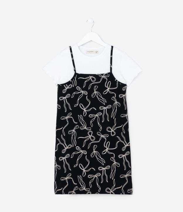 Vestido Infantil com Sobreposição e Estampa Laços - Tam 5 a 14 Anos - 1