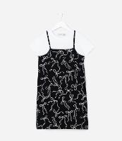 Vestido Infantil com Sobreposição e Estampa Laços - Tam 5 a 14 Anos - 1