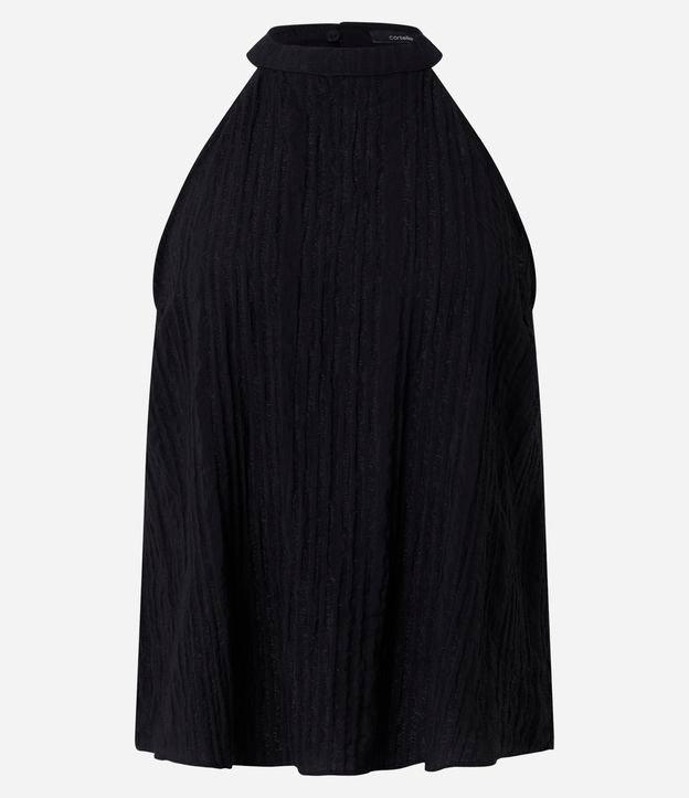 Blusa Texturizada em Anarruga com Gola Halter - 1
