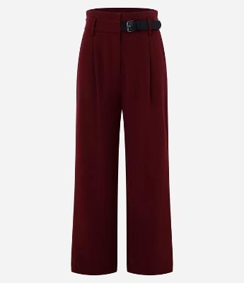 Calça Reta em Alfaiataria com Cós Alto e Meio Cinto