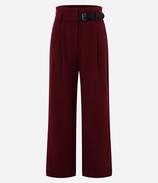 Calça Reta em Alfaiataria com Cós Alto e Meio Cinto - 1