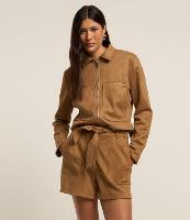 Jaqueta Boxy em Suede com Bolsos Aplicados - 1