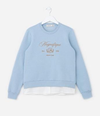 Casaco Infantil com Barra Diferenciada e Lettering Magnifique - Tam  5 a 14 Anos