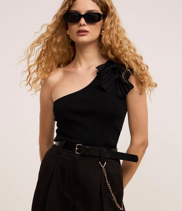 Blusa Ombro Só em Tricô com Laços - 2