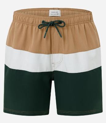 Bermuda em Microfibra com Cós Elástico Bloco de Cores e Textura