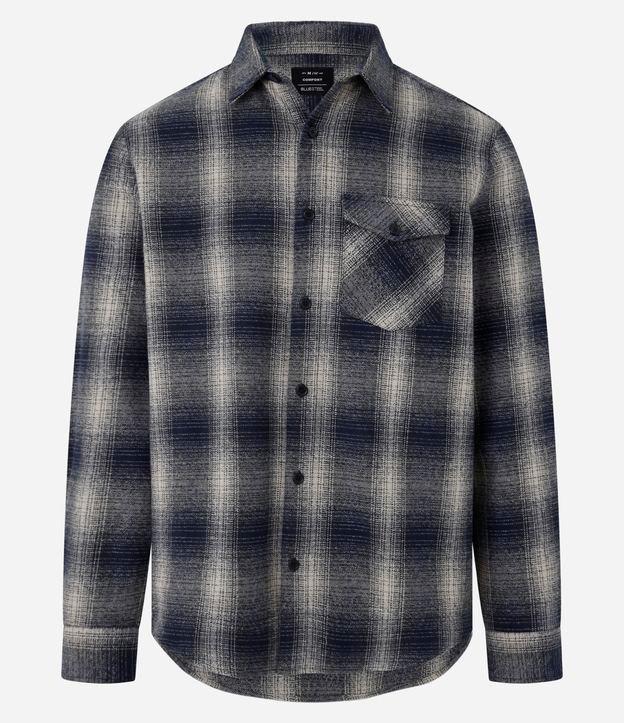 Camisa Comfort em Flanela com Bolso e Estampa Xadrez - 1