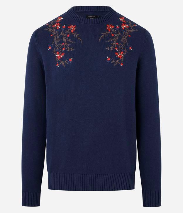 Suéter Regular em Algodão com Bordado Floral - 1