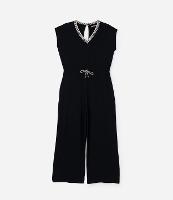 Macacão Longo em Crepe com Gola V de Tricô Curve & Plus Size - 1