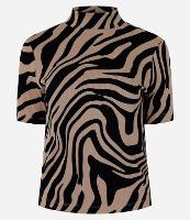 Blusa em Ribana com Gola Alta e Estampa Zebra - 1