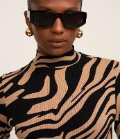 Blusa em Ribana com Gola Alta e Estampa Zebra - 2