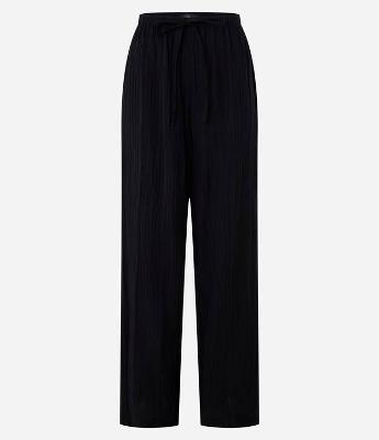 Calça Pantalona Texturizada com Cós Elástico e Amarração