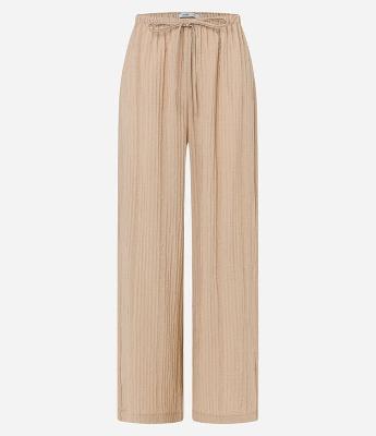 Calça Pantalona Texturizada com Cós Elástico e Amarração