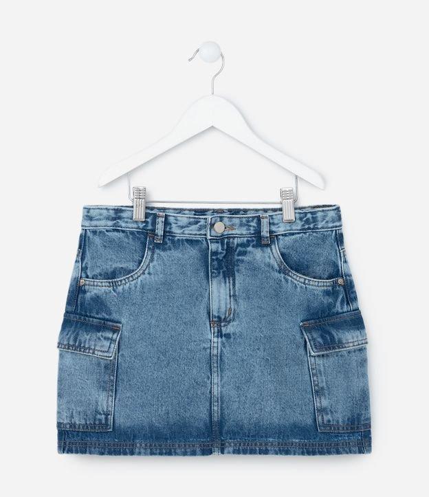 Saia Infantil em Jeans com Bolsos Cargo - Tam 5 a 14 Anos - 1