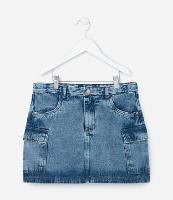 Saia Infantil em Jeans com Bolsos Cargo - Tam 5 a 14 Anos - 1