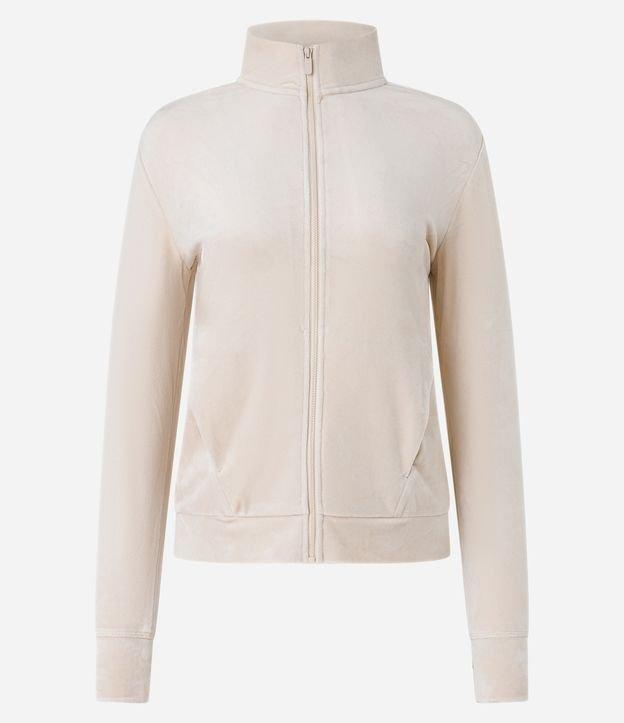 Jaqueta Esportiva em Plush com Gola alta e Zíper - 1