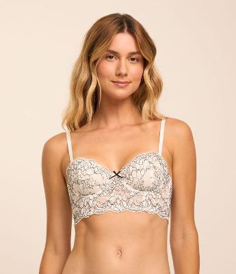 Sutiã Alongado Sem Bojo Com Renda Bicolor