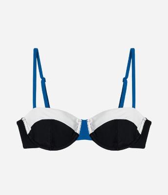 Biquíni Top Meia Taça em Microfibra com Blocos de Cor