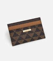 Carteira Porta Cartão Pequena em PU com Estampa Triângulos - 1