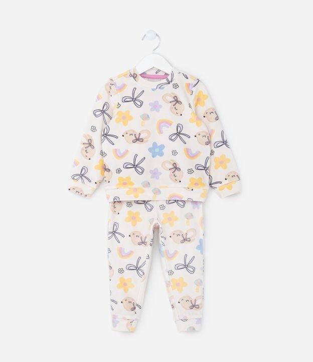 Pijama Longo Infantil em Plush com Estampa Ratinha - Tam 1 a 4 Anos - 1