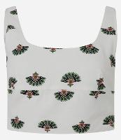 Blusa Cropped em Viscolinho com Estampa Folhagens - 1