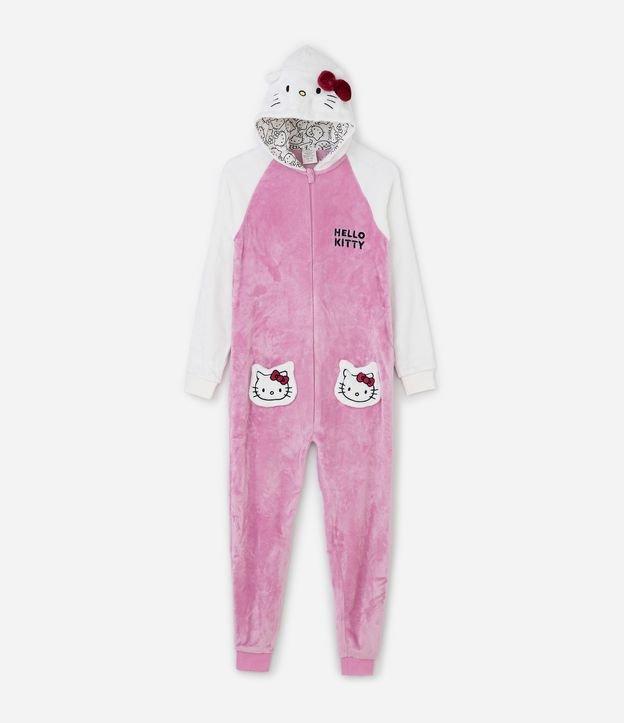 Pijama Jumper Infantil em Fleece com Bordado Hello Kitty - Tam 4 a 14 Anos - 1