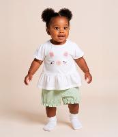 Conjunto Infantil com Estampa Poá e Carinha de Bichinho - Tam 0 a 18 meses - 2