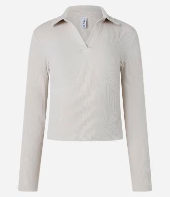 Blusa em Ribana com Gola Polo