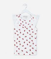 Regata Infantil em Ribana com Estampa Cerejinhas - Tam 5 a 14 Anos - 1