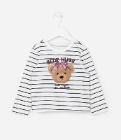 Blusa Infantil com Estampa Listrada e com Ursinha - Tam 1 a 6 Anos - 1