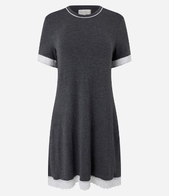 Camisola Manga Curta em Viscose com Detalhe Contrastante