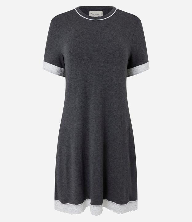 Camisola Manga Curta em Viscose com Detalhe Contrastante - 1